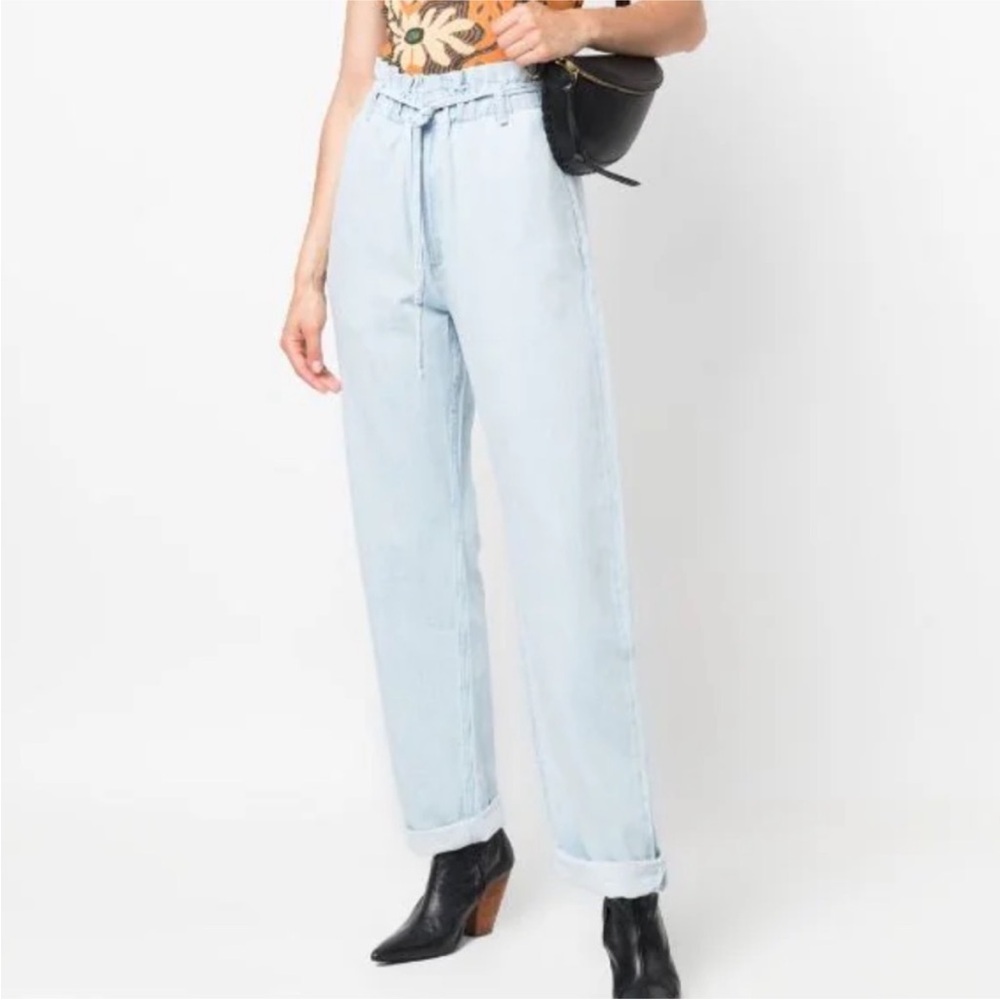 Rag & Bone Tie Cotton Linen Relaxed Fit Paper Bag Pants